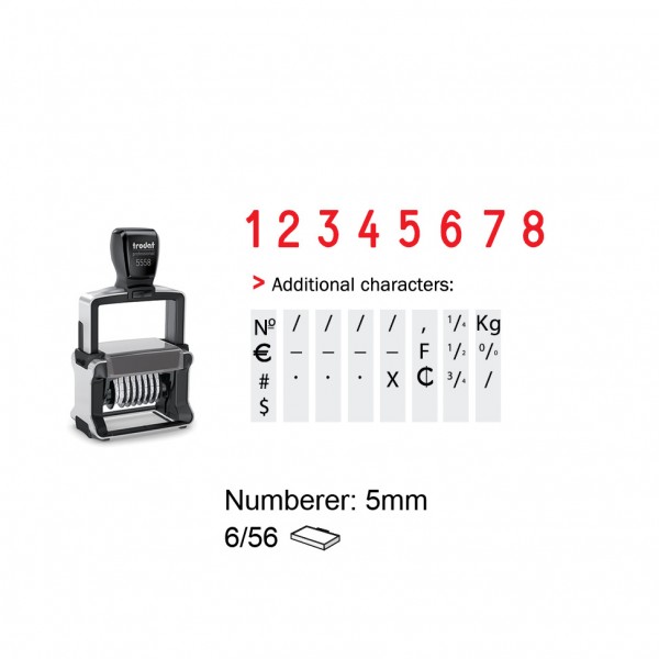 Heavy Duty Self Inking Numberer Stamp 8 Digit , 5558P4 , 5mm 
